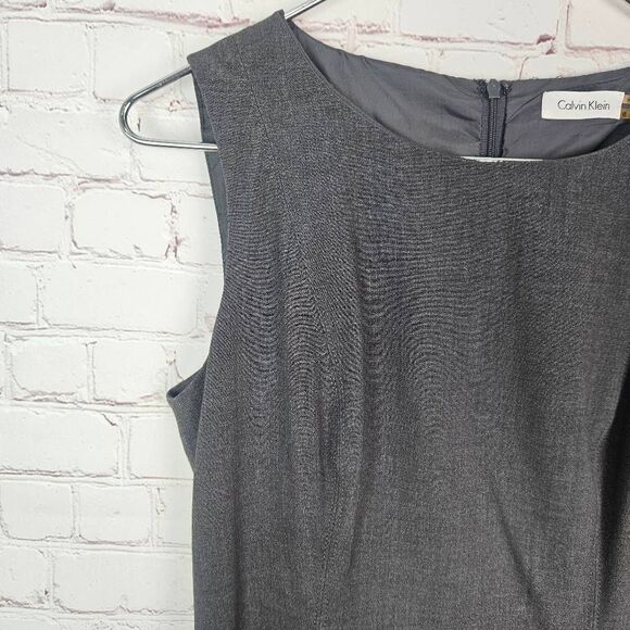 CALVIN KLEIN A Line Gray Business Career Sleeveless Midi Sheath Dress Size: 6 - Picture 2 of 7